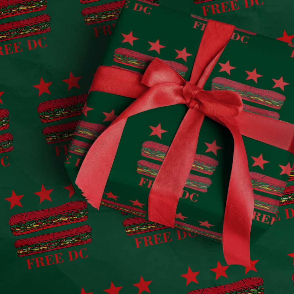 Free DC Funny Flag Parody Wrapping Paper Roll Washington DC with Baguette Sandwich Twist TS02 Green Print Your Wear