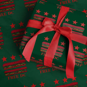 Free DC Funny Flag Parody Wrapping Paper Roll Washington DC with Baguette Sandwich Twist TS02 Green Print Your Wear