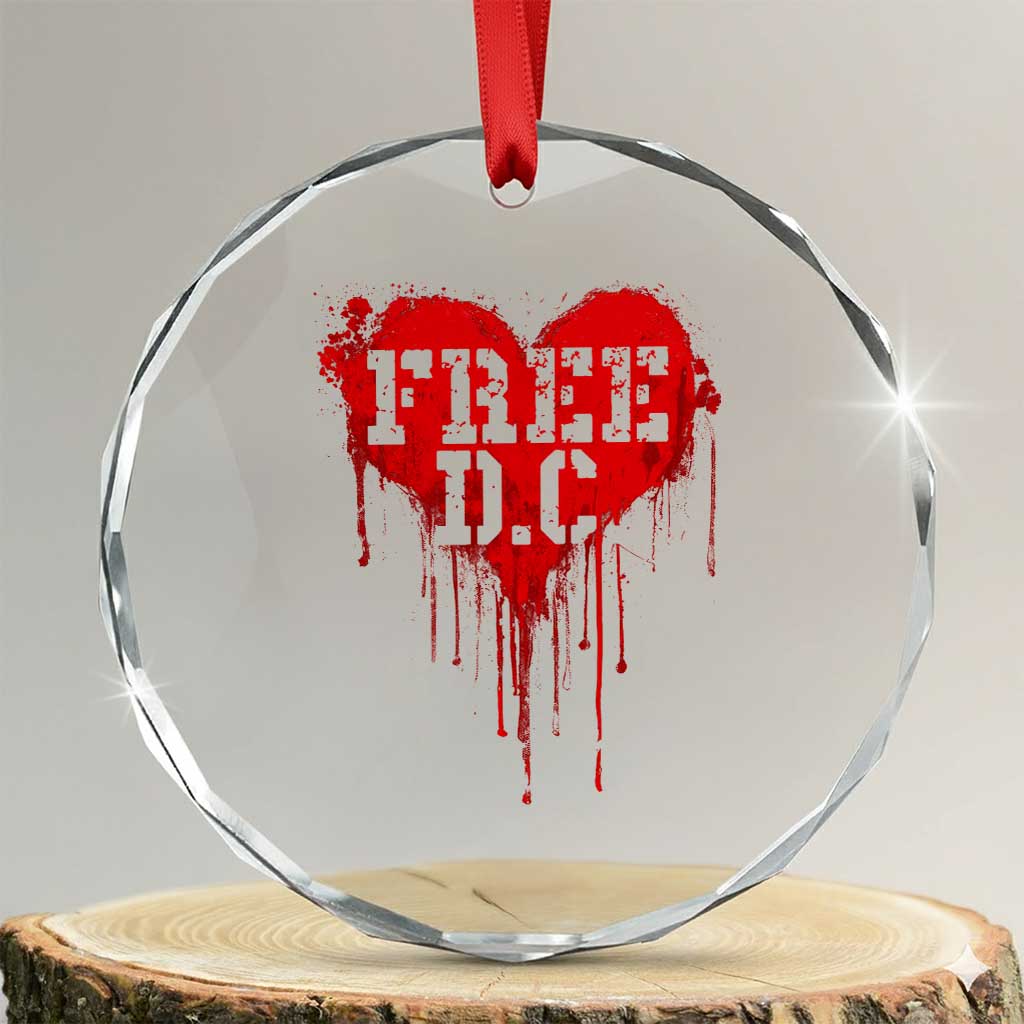 Free DC Graffiti Dripping Heart Graphic Crystal Glass Ornament Washington DC Pride Political Satire TS02 Transparent Glass 3'' Circle Print Your Wear
