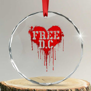 Free DC Graffiti Dripping Heart Graphic Crystal Glass Ornament Washington DC Pride Political Satire TS02 Transparent Glass 3'' Circle Print Your Wear