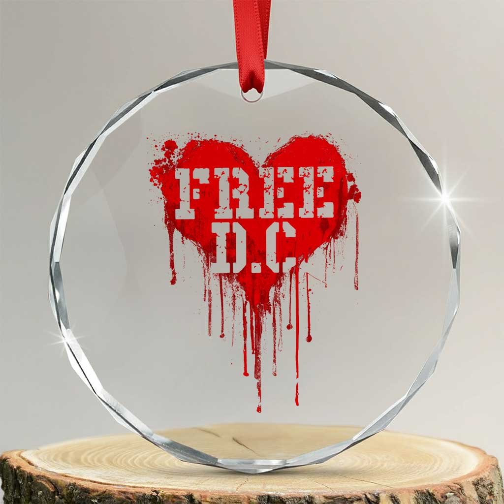 Free DC Graffiti Dripping Heart Graphic Crystal Glass Ornament Washington DC Pride Political Satire TS02 Transparent Glass 3'' Circle Print Your Wear