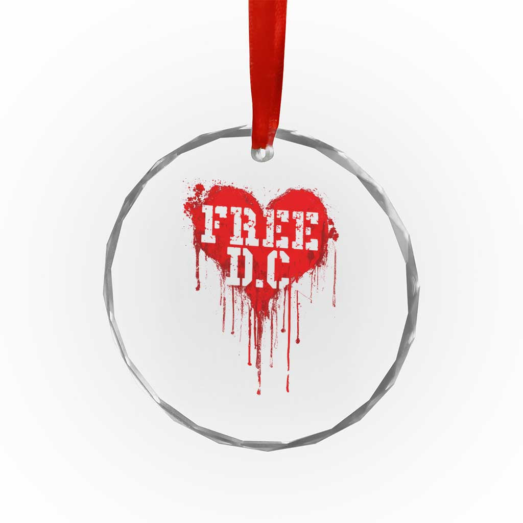 Free DC Graffiti Dripping Heart Graphic Crystal Glass Ornament Washington DC Pride Political Satire TS02 Transparent Glass 3'' Circle Print Your Wear