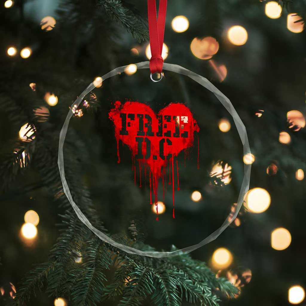 Free DC Graffiti Dripping Heart Graphic Crystal Glass Ornament Washington DC Pride Political Satire TS02 Print Your Wear