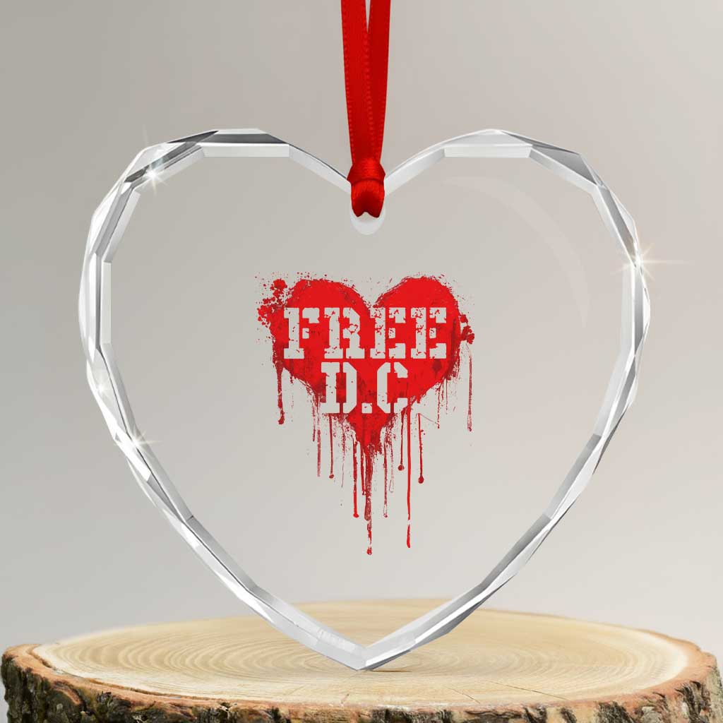 Free DC Graffiti Dripping Heart Graphic Heart Crystal Glass Ornament Washington DC Pride Political Satire TS02 Transparent Glass 3'' Heart Print Your Wear