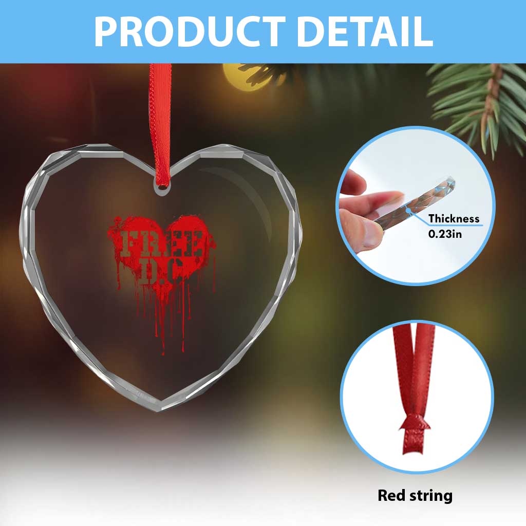 Free DC Graffiti Dripping Heart Graphic Heart Crystal Glass Ornament Washington DC Pride Political Satire TS02 Print Your Wear