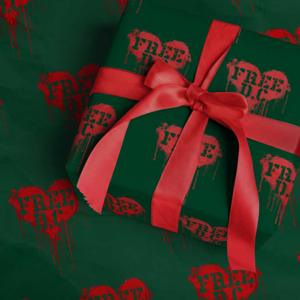 Free DC Graffiti Dripping Heart Graphic Wrapping Paper Roll Washington DC Pride Political Satire TS02 Green Print Your Wear