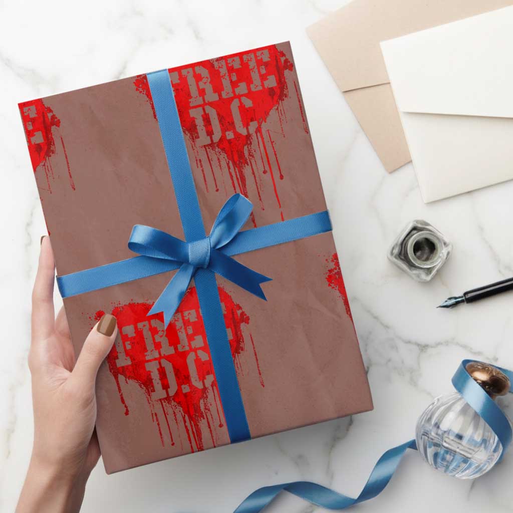 Free DC Graffiti Dripping Heart Graphic Wrapping Paper Roll Washington DC Pride Political Satire TS02 Mocha Print Your Wear