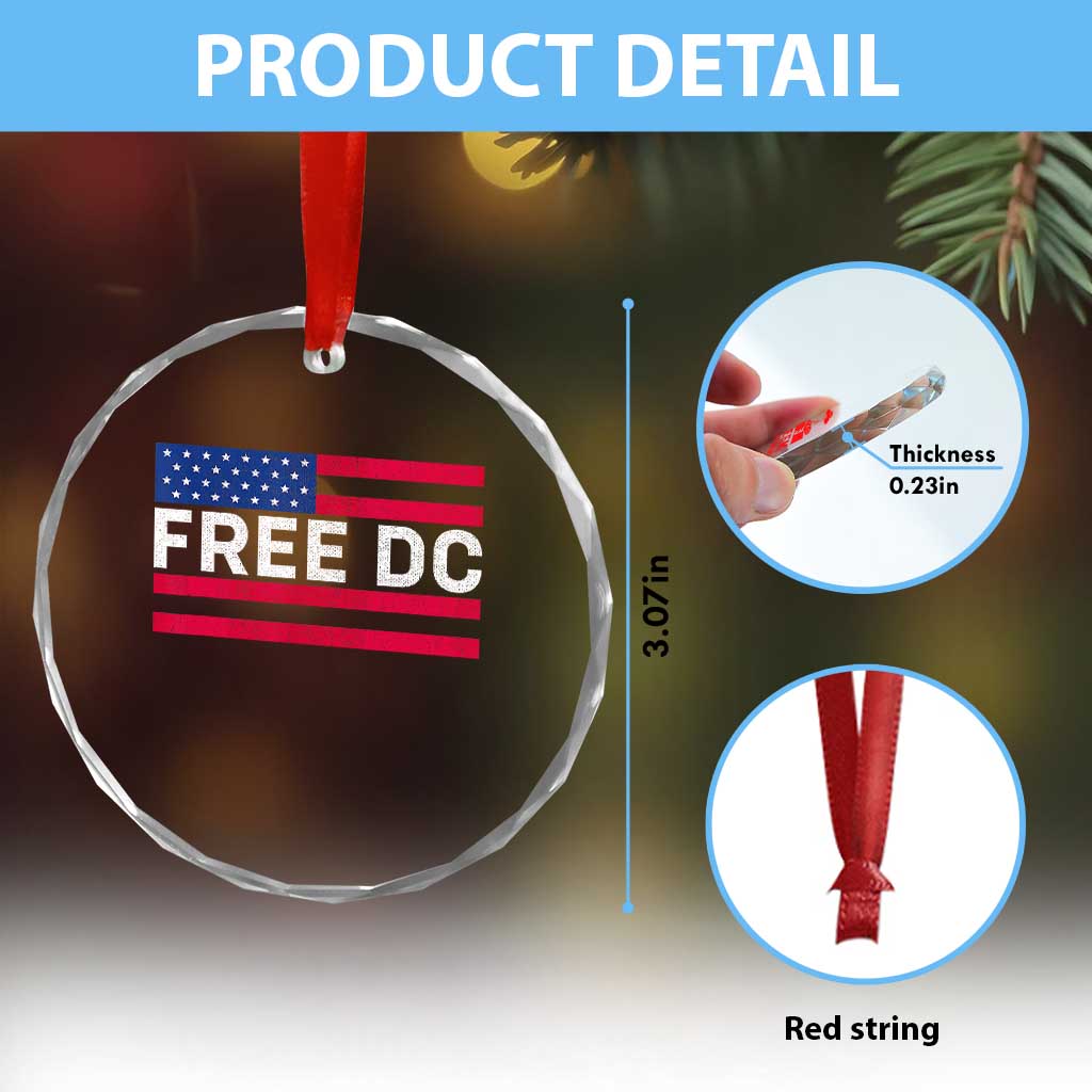 Free DC Patriotic Crystal Glass Ornament Defend Washington D.C. Statehood American Flag TS02 Print Your Wear
