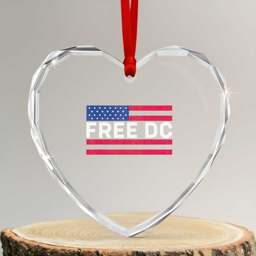 Free DC Patriotic Heart Crystal Glass Ornament Defend Washington D.C. Statehood American Flag TS02 Transparent Glass 3'' Heart Print Your Wear