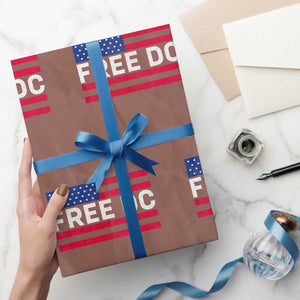 Free DC Patriotic Wrapping Paper Roll Defend Washington D.C. Statehood American Flag TS02 Mocha Print Your Wear
