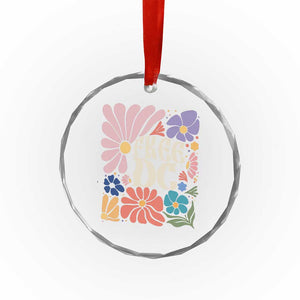 Free DC Subtle Groovy Floral Crystal Glass Ornament Washington D.C. Rights Retro Hippie Style TS02 Transparent Glass 3'' Circle Print Your Wear