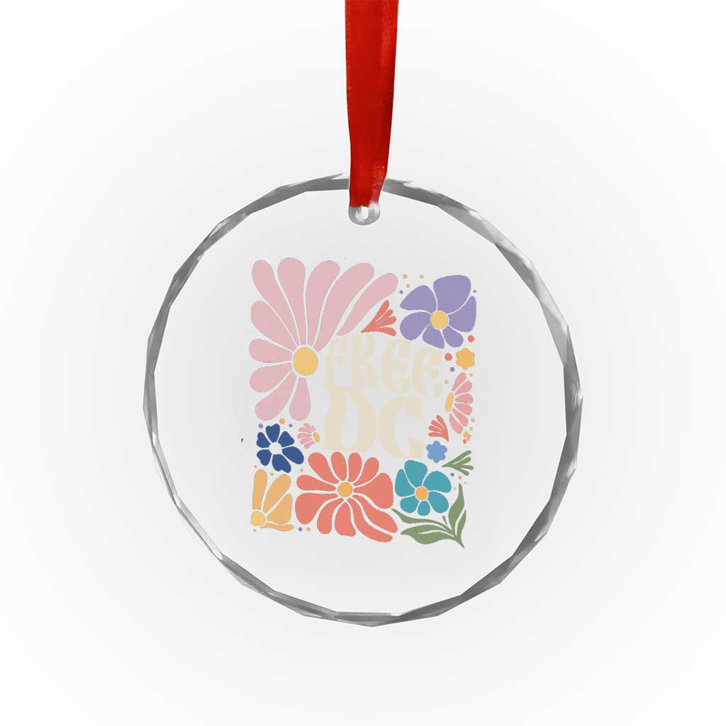 Free DC Subtle Groovy Floral Crystal Glass Ornament Washington D.C. Rights Retro Hippie Style TS02 Print Your Wear