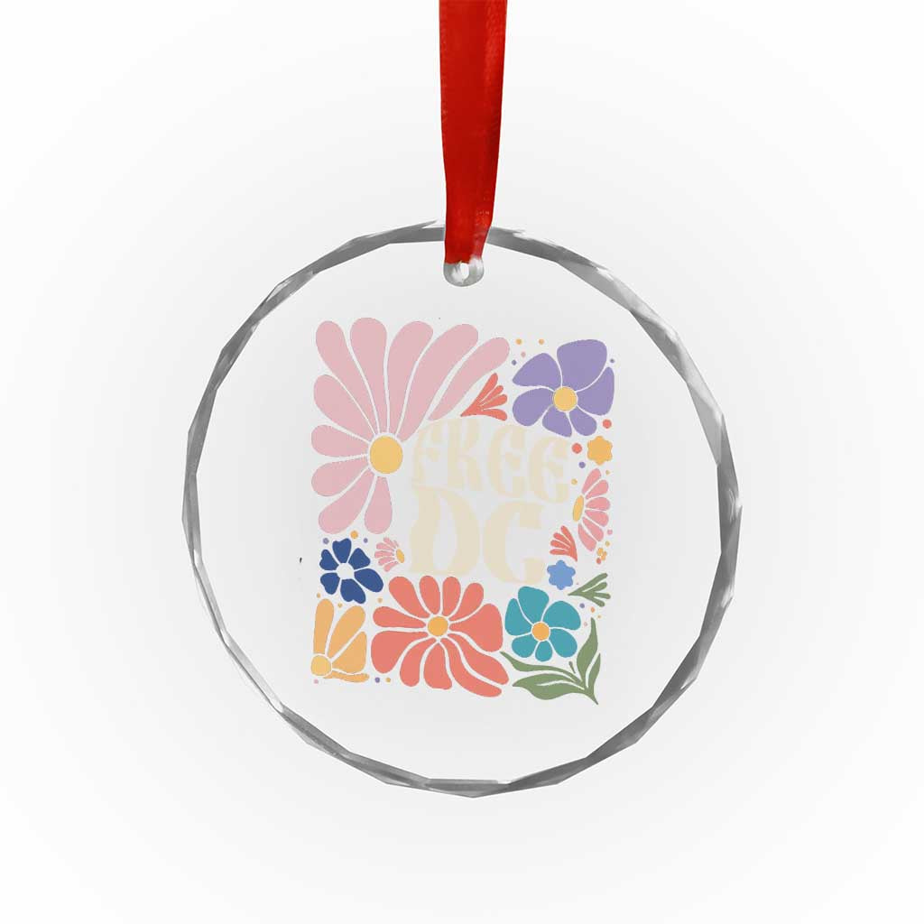 Free DC Subtle Groovy Floral Crystal Glass Ornament Washington D.C. Rights Retro Hippie Style TS02 Print Your Wear