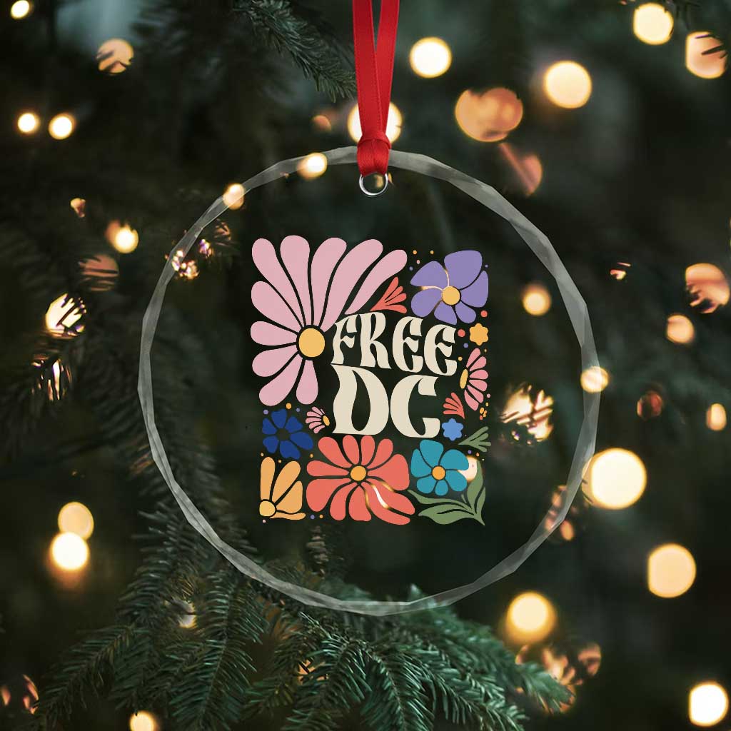 Free DC Subtle Groovy Floral Crystal Glass Ornament Washington D.C. Rights Retro Hippie Style TS02 Print Your Wear