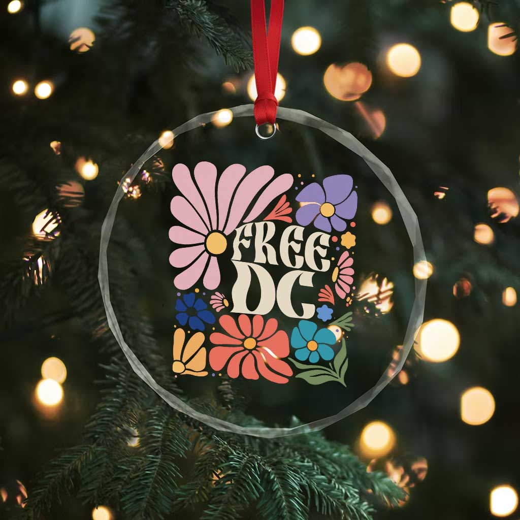 Free DC Subtle Groovy Floral Crystal Glass Ornament Washington D.C. Rights Retro Hippie Style TS02 Print Your Wear
