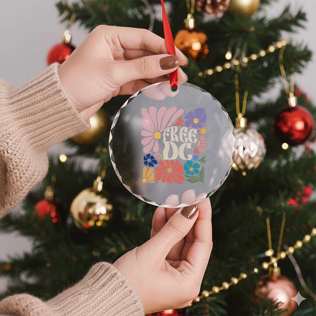 Free DC Subtle Groovy Floral Crystal Glass Ornament Washington D.C. Rights Retro Hippie Style TS02 Print Your Wear