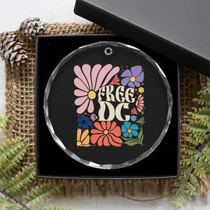 Free DC Subtle Groovy Floral Crystal Glass Ornament Washington D.C. Rights Retro Hippie Style TS02 Print Your Wear