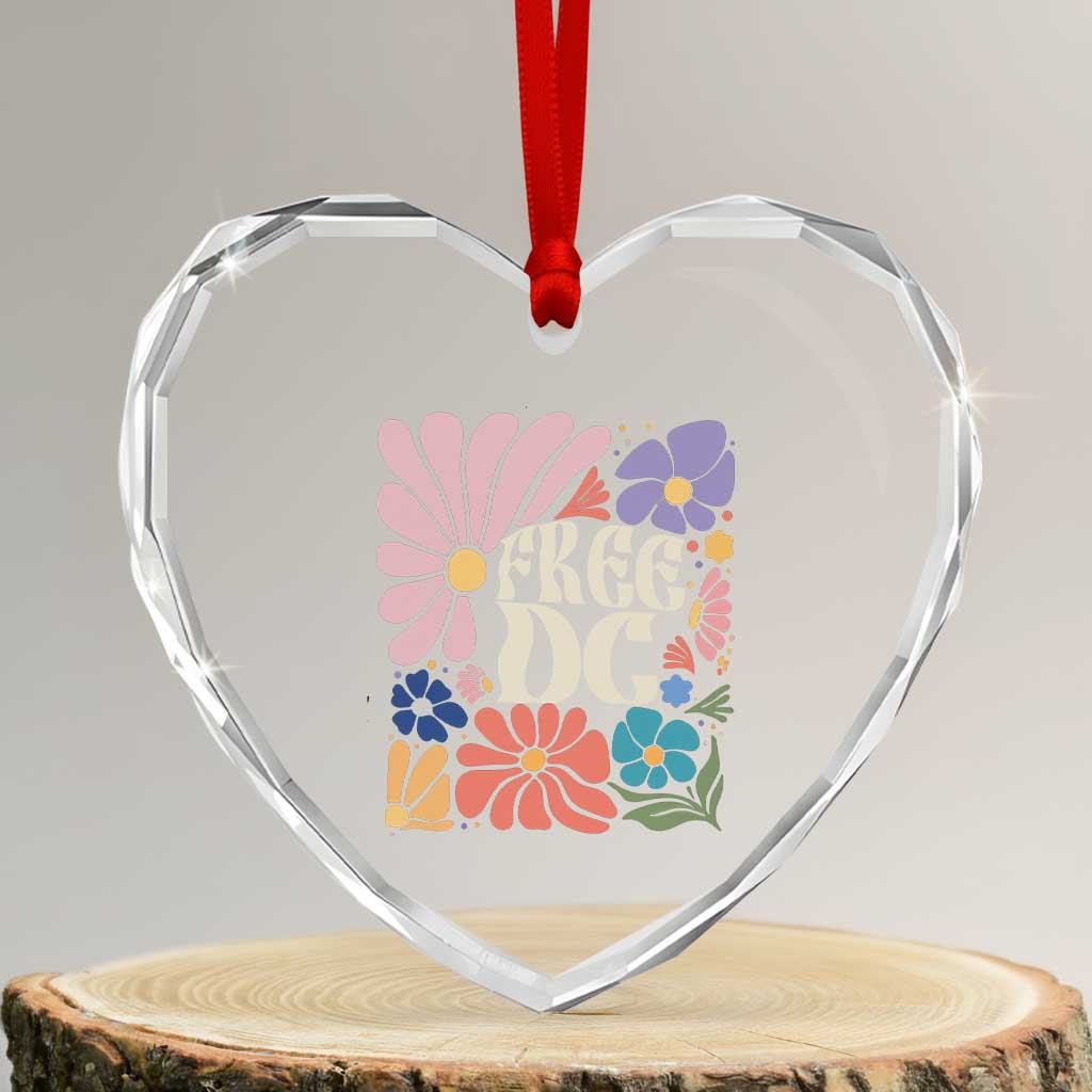 Free DC Subtle Groovy Floral Heart Crystal Glass Ornament Washington D.C. Rights Retro Hippie Style TS02 Transparent Glass 3'' Heart Print Your Wear