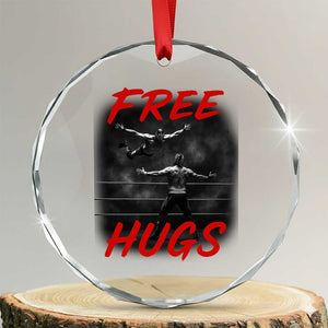 Free Hugs Wrestling Crystal Glass Ornament Funny Luchador Mexican Wrestler TS10 Transparent Glass 3'' Circle Print Your Wear