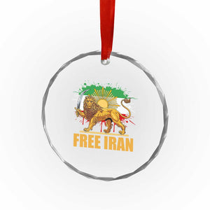Free Iran Crystal Glass Ornament Iran Flag Lion And Sun Persian Pride Iranian Protests TS11 Print Your Wear
