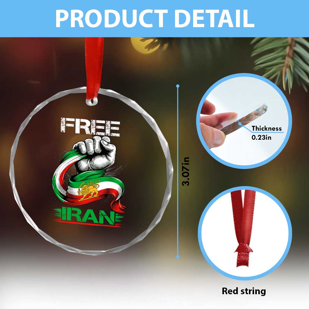 Free Iran Crystal Glass Ornament Iran Lion Sun Flag Fist TS10 Print Your Wear