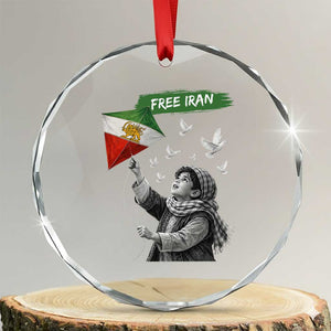 Free Iran Crystal Glass Ornament Lion And Sun Flag Persian Freedom Movement TS10 Transparent Glass 3'' Circle Print Your Wear