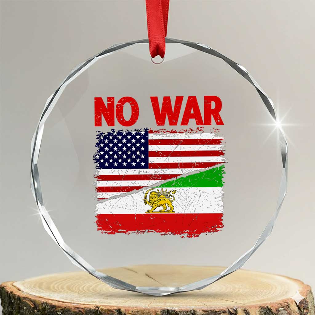 Free Iran Crystal Glass Ornament No War Peace American Iran Unity TS14 Transparent Glass 3'' Circle Print Your Wear