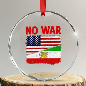 Free Iran Crystal Glass Ornament No War Peace American Iran Unity TS14 Transparent Glass 3'' Circle Print Your Wear