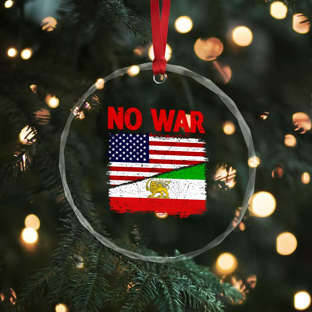 Free Iran Crystal Glass Ornament No War Peace American Iran Unity TS14 Print Your Wear