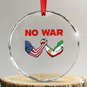 Free Iran Crystal Glass Ornament No War Support Iranian Freedom TS14 Transparent Glass 3'' Circle Print Your Wear