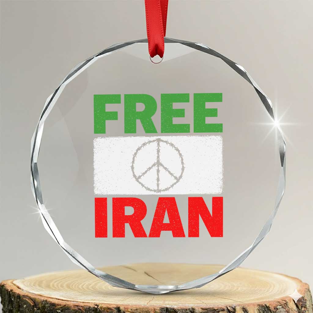 Free Iran Crystal Glass Ornament Stop War Barbed Wire Peace Sign TS11 Transparent Glass 3'' Circle Print Your Wear