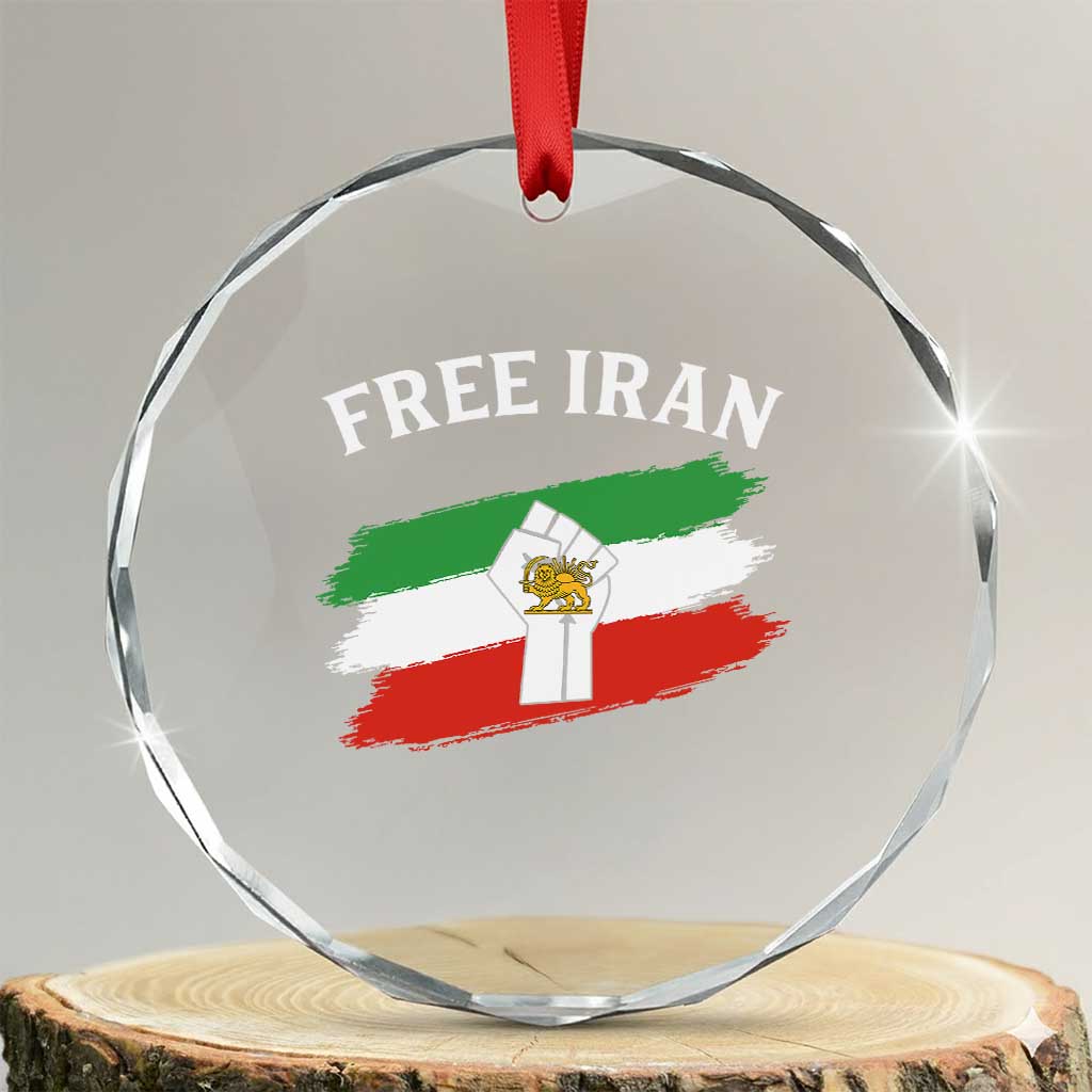 Free Iran Crystal Glass Ornament Support Iranian Freedom No War TS14 Transparent Glass 3'' Circle Print Your Wear
