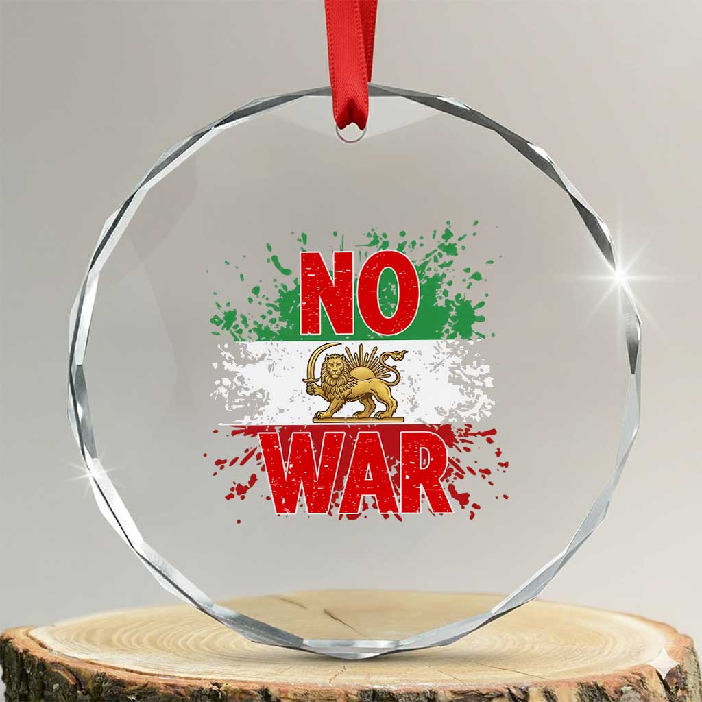 Free Iran Flag Crystal Glass Ornament No War Support Iranian Freedom TS14 Transparent Glass 3'' Circle Print Your Wear