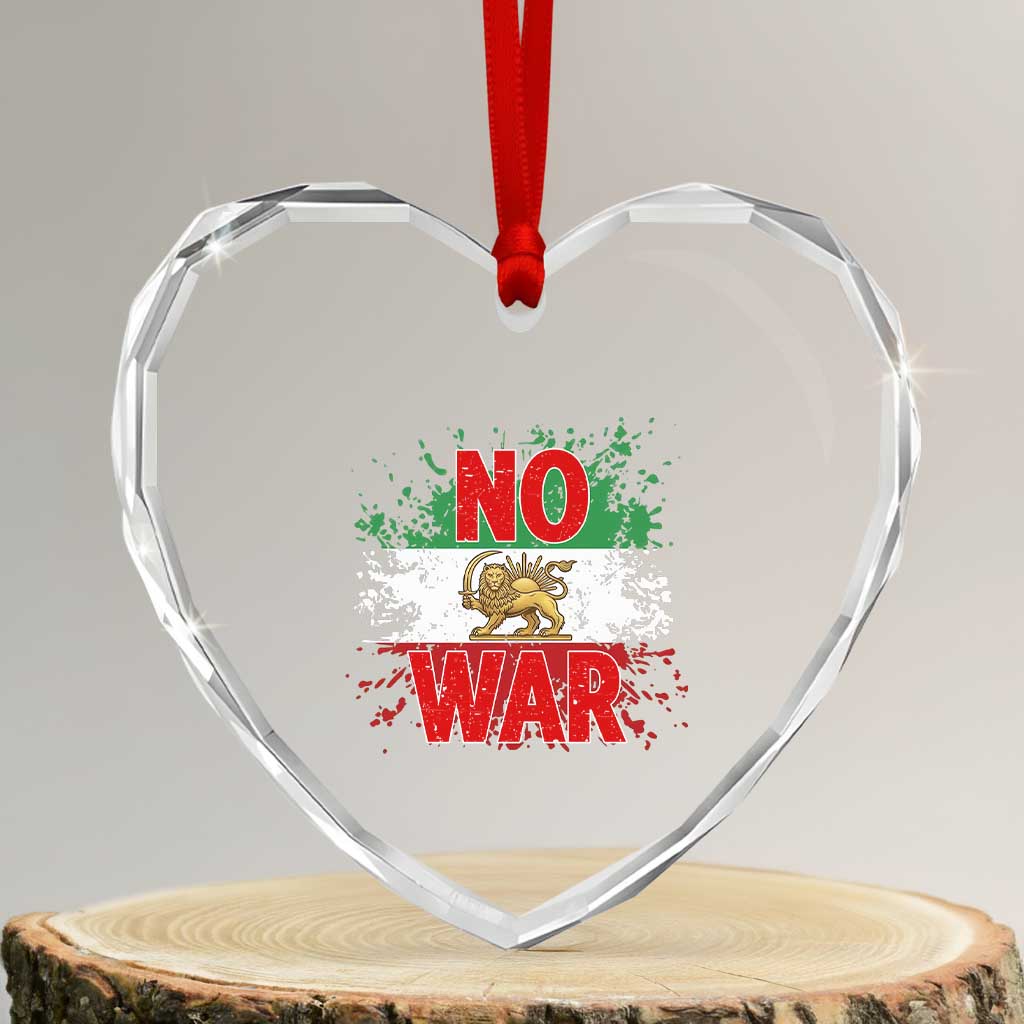 Free Iran Flag Heart Crystal Glass Ornament No War Support Iranian Freedom TS14 Transparent Glass 3'' Heart Print Your Wear