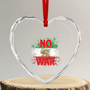Free Iran Flag Heart Crystal Glass Ornament No War Support Iranian Freedom TS14 Transparent Glass 3'' Heart Print Your Wear
