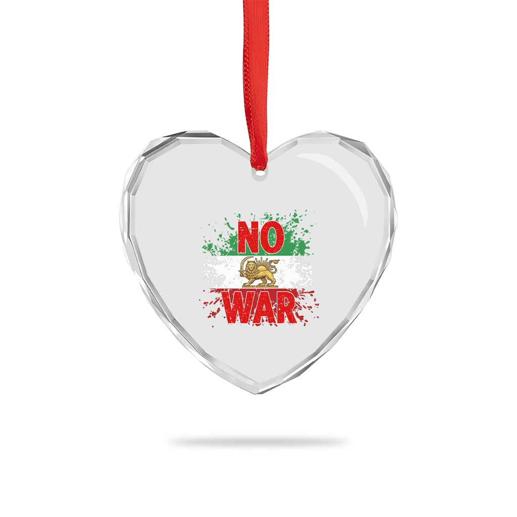 Free Iran Flag Heart Crystal Glass Ornament No War Support Iranian Freedom TS14 Print Your Wear