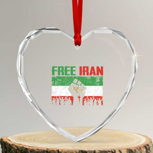 Free Iran Flag Heart Crystal Glass Ornament Support Iranian Freedom No War TS14 Transparent Glass 3'' Heart Print Your Wear