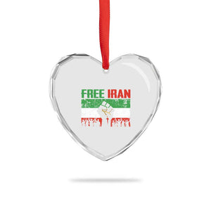 Free Iran Flag Heart Crystal Glass Ornament Support Iranian Freedom No War TS14 Print Your Wear