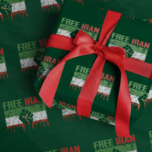 Free Iran Flag Wrapping Paper Roll Support Iranian Freedom No War TS14 Green Print Your Wear