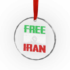 Free Iran Freedom Protest Crystal Glass Ornament Iranian Flag Raised Fist and Crowd Revolution TS02 Print Your Wear