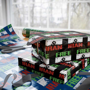 Free Iran Freedom Protest Wrapping Paper Roll Iranian Flag Raised Fist and Crowd Revolution TS02 Black Print Your Wear