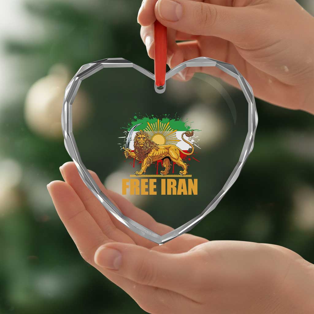 Free Iran Heart Crystal Glass Ornament Iran Flag Lion And Sun Persian Pride Iranian Protests TS11 Print Your Wear