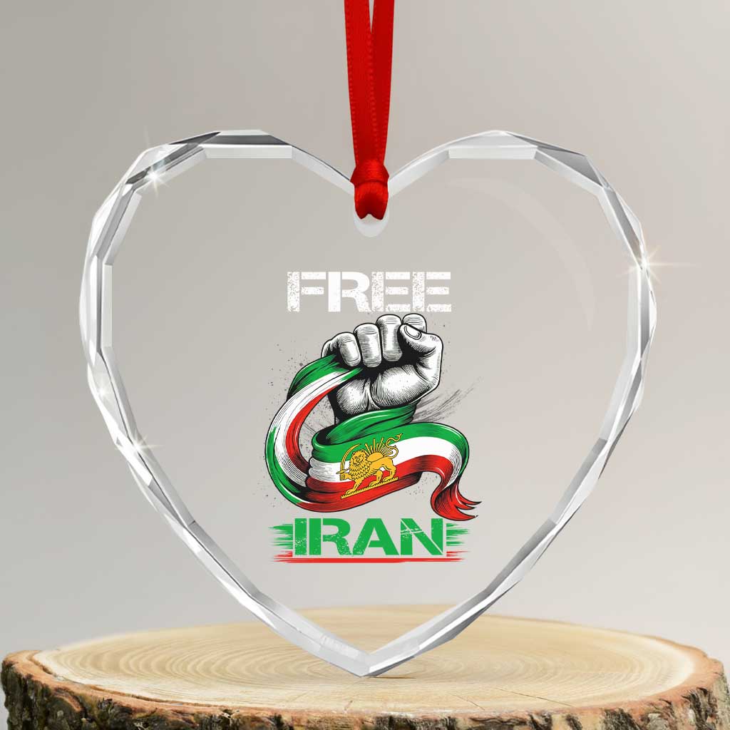 Free Iran Heart Crystal Glass Ornament Iran Lion Sun Flag Fist TS10 Transparent Glass 3'' Heart Print Your Wear
