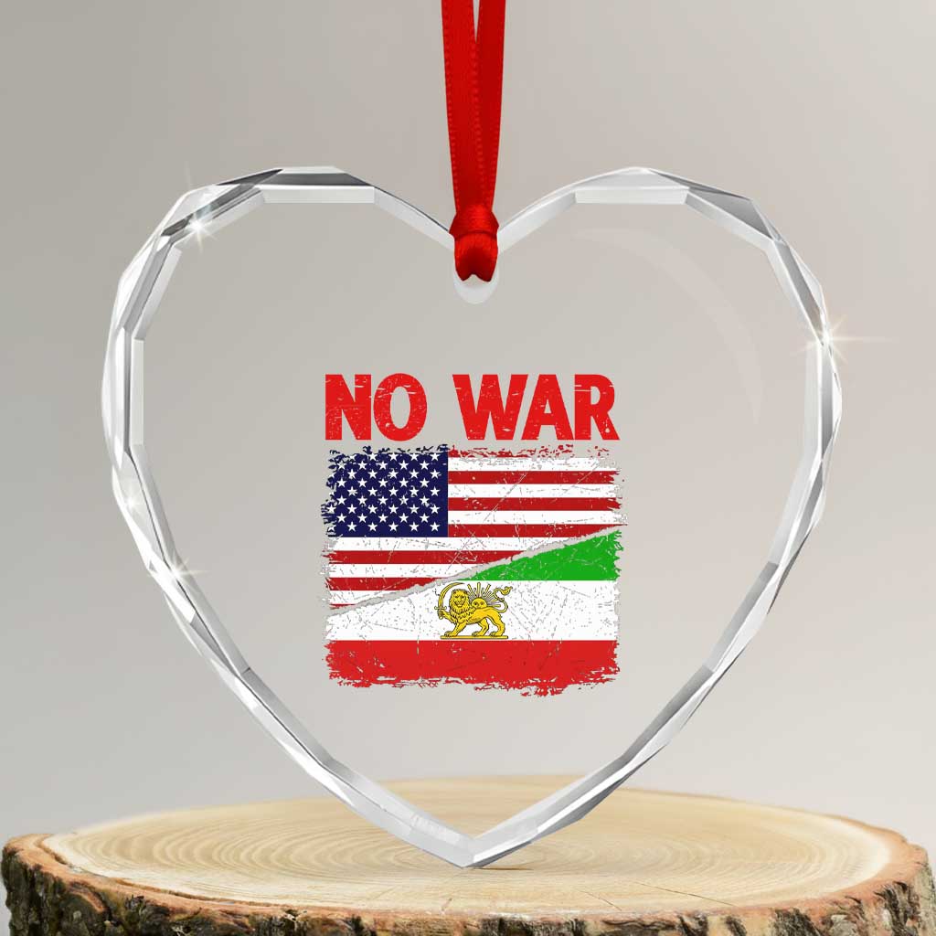 Free Iran Heart Crystal Glass Ornament No War Peace American Iran Unity TS14 Transparent Glass 3'' Heart Print Your Wear
