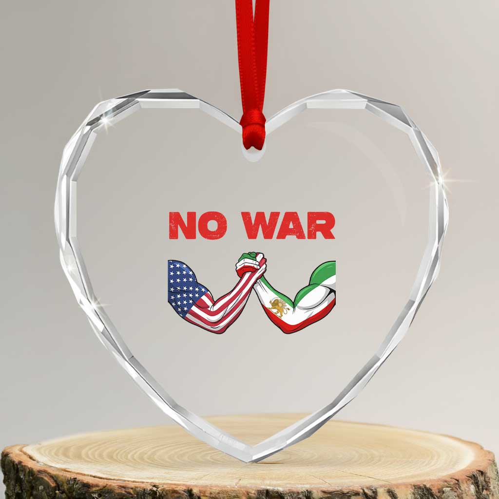Free Iran Heart Crystal Glass Ornament No War Support Iranian Freedom TS14 Transparent Glass 3'' Heart Print Your Wear