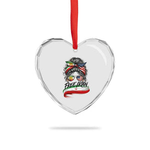 Free Iran Heart Crystal Glass Ornament Persian American Pride Lion Sun Flag Messy Bun TS10 Print Your Wear