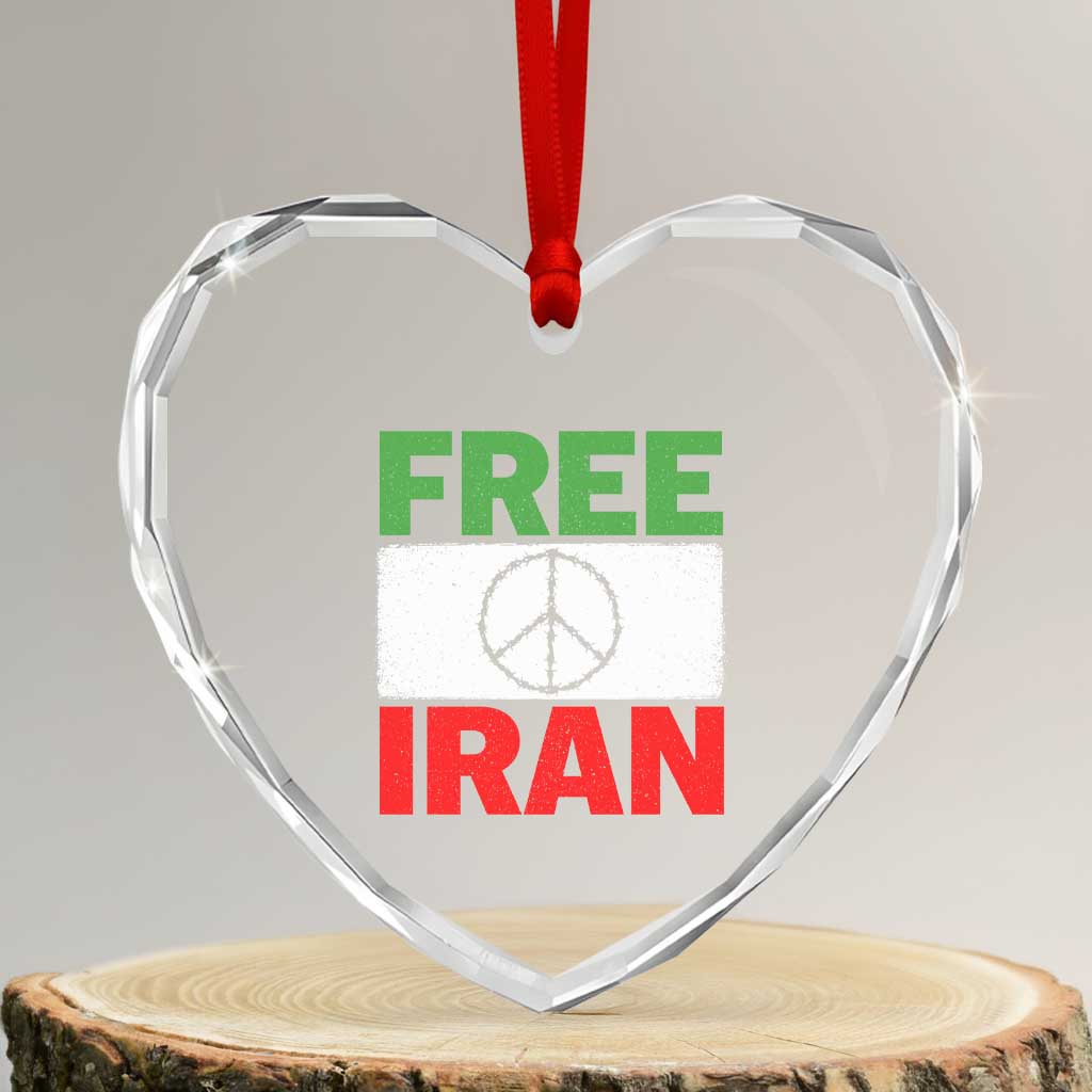 Free Iran Heart Crystal Glass Ornament Stop War Barbed Wire Peace Sign TS11 Transparent Glass 3'' Heart Print Your Wear