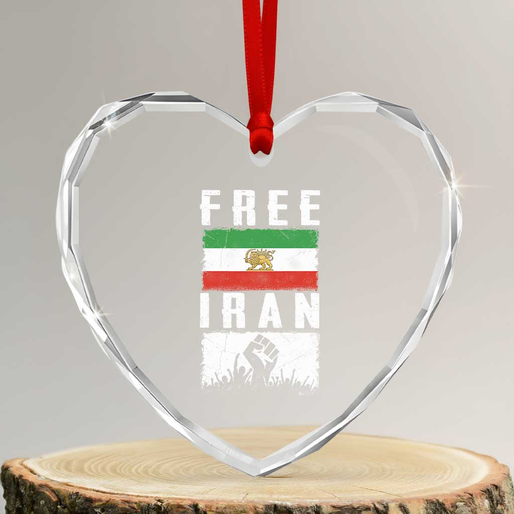 Free Iran Heart Crystal Glass Ornament Support Iranian Freedom TS14 Transparent Glass 3'' Heart Print Your Wear