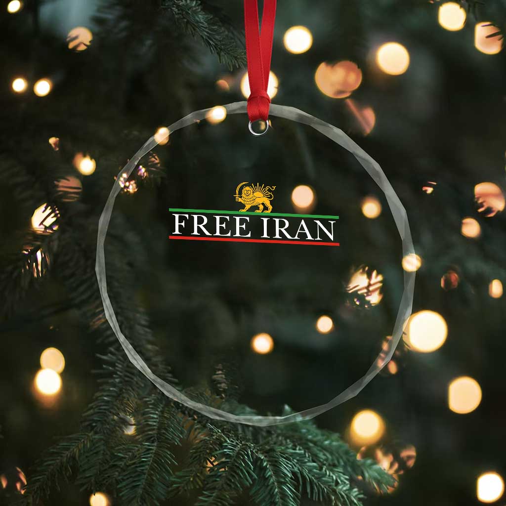 Free Iran Lion And Sun Graphic Crystal Glass Ornament Iranian Freedom Supporters TS02 Print Your Wear