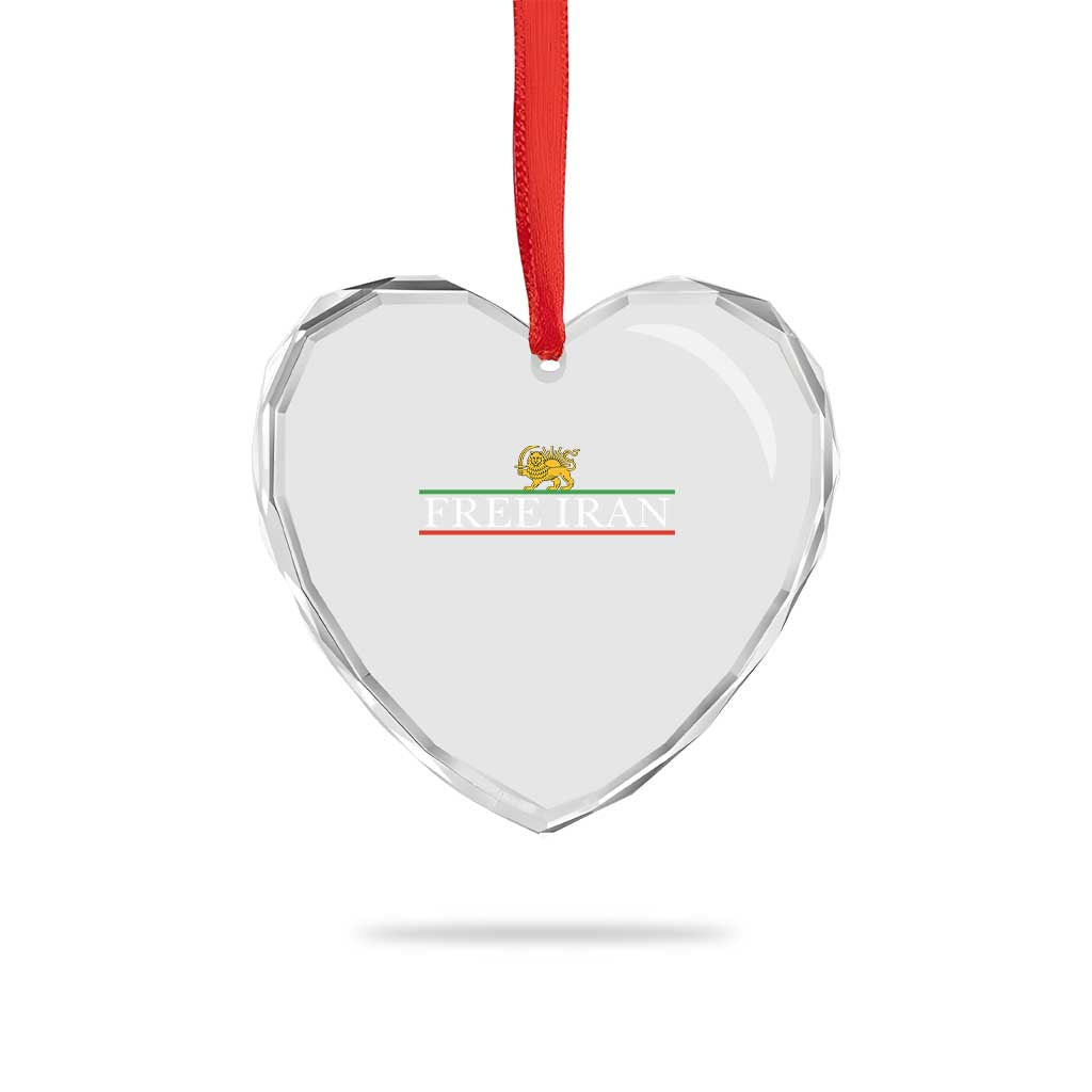 Free Iran Lion And Sun Graphic Heart Crystal Glass Ornament Iranian Freedom Supporters TS02 Print Your Wear